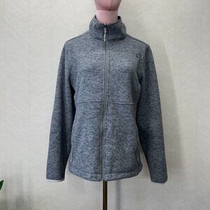 The North Face Outdoor Hiking Heather Gray Full Zip Fleece Jacket Womens Size L